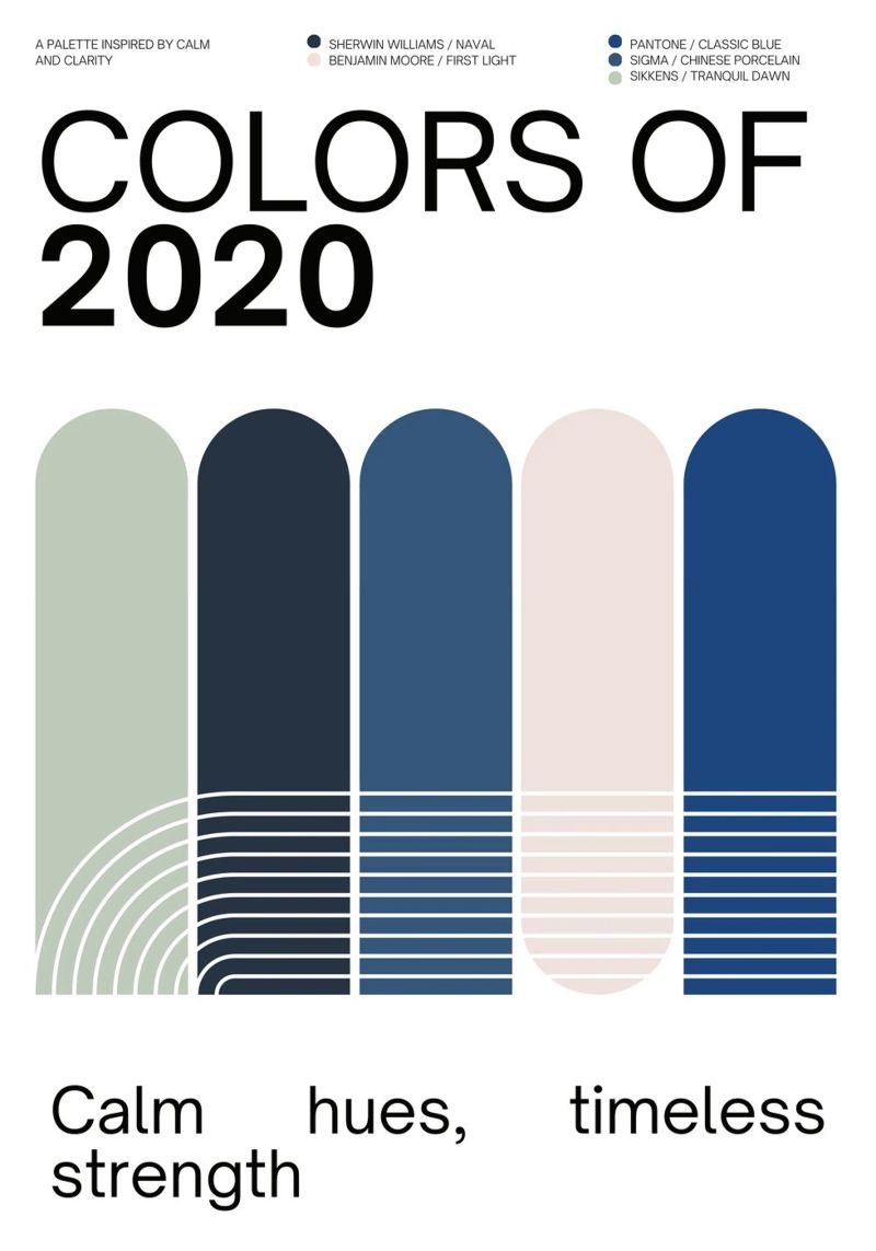 2020 Colors of the year Poster - v4 – Rounded Stripes poster da Hightown Design
