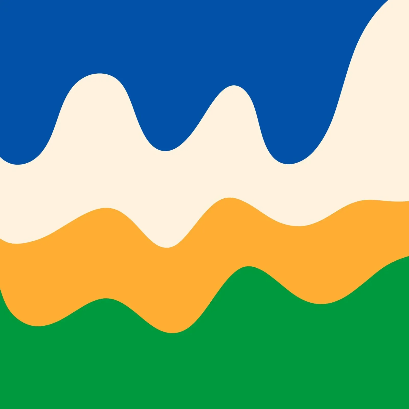 Formes abstraites modernes - bleu, vert, jaune et crème poster avec cadre en aluminium de Wackapacka