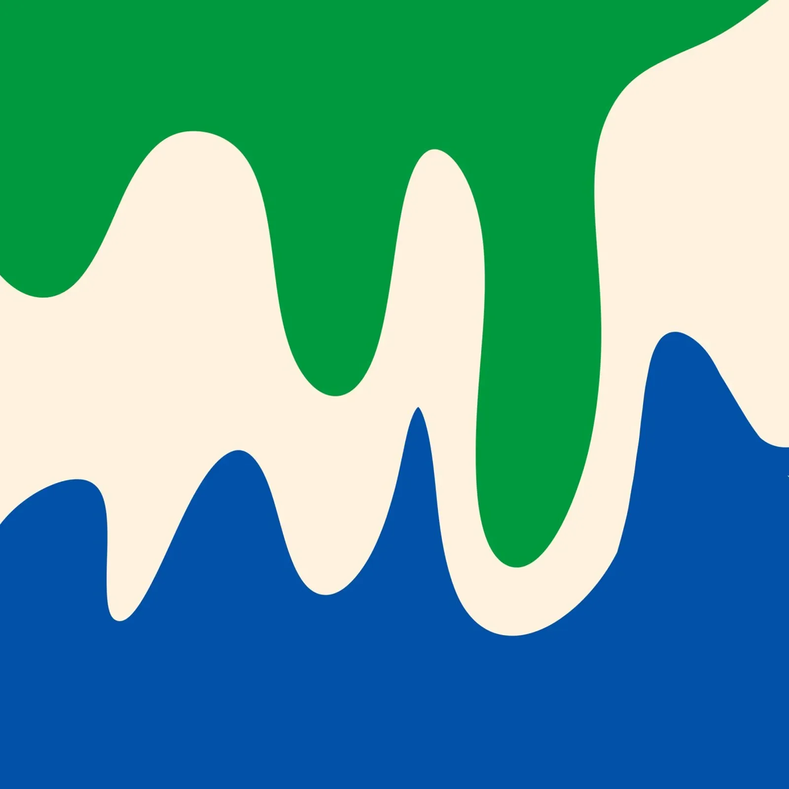 Forme astratte e moderne - verde, blu e crema alluminio dibond da Wackapacka