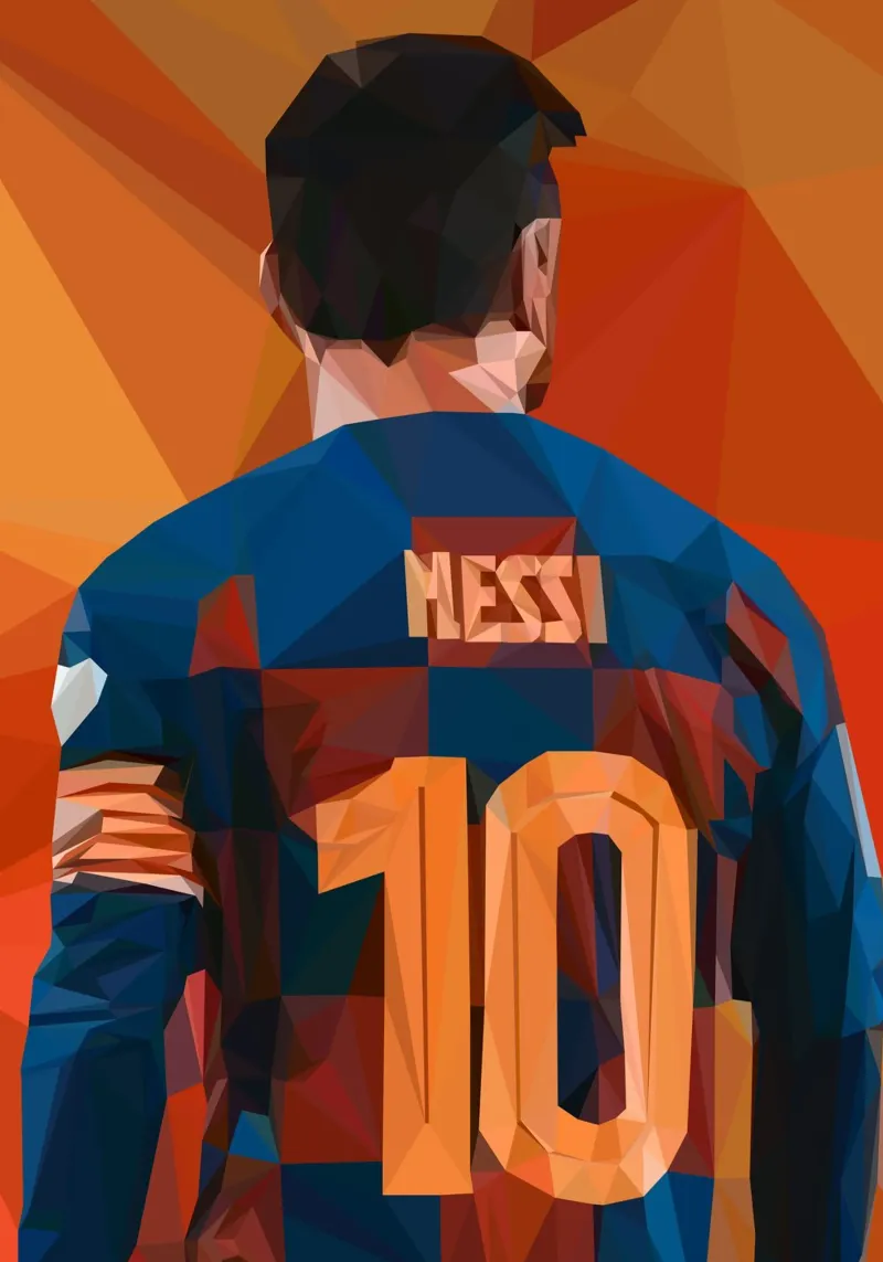 Messi football Player pellicola backlit da Low poly art