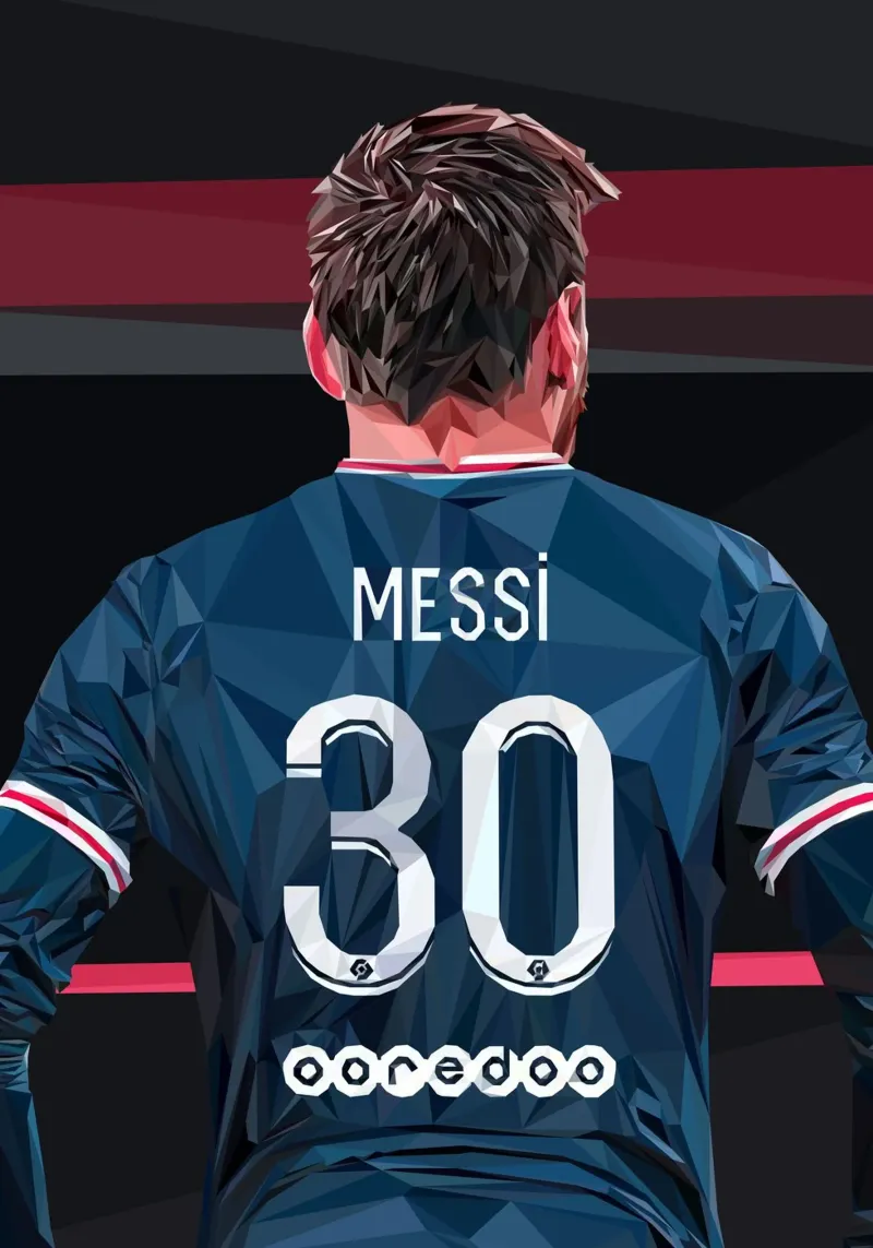 Messi the football player pellicola backlit da Low poly art