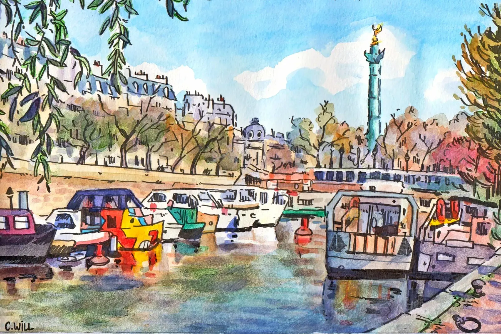 Bassin de l'Arsenal, Paris poster con telaio in plastica da C.WILL