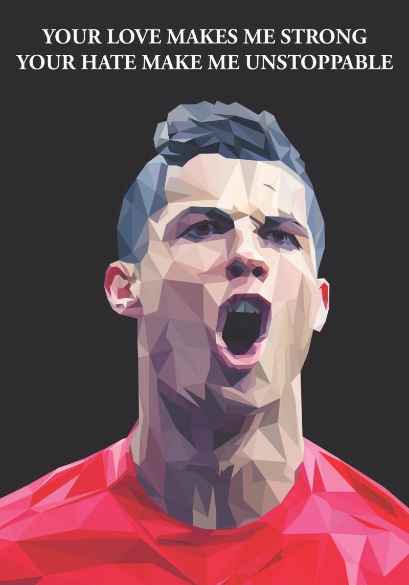C. Ronaldo Motivation quote Poster von Low poly art