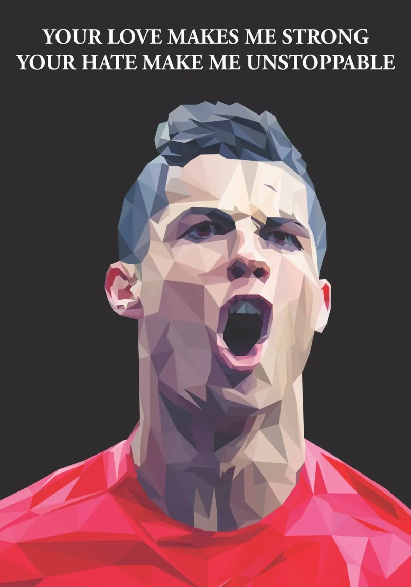 C. Ronaldo Motivation quote pellicola backlit da Low poly art