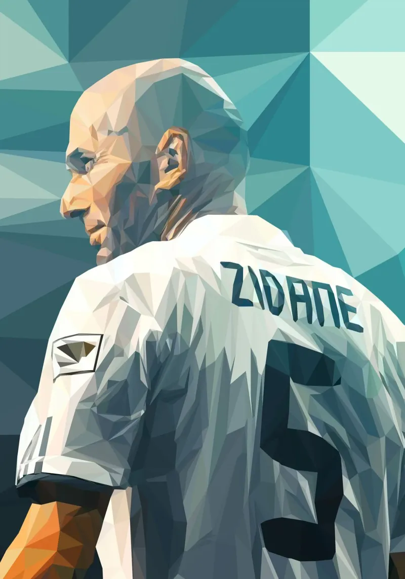 Zidane poster con telaio in plastica da Low poly art