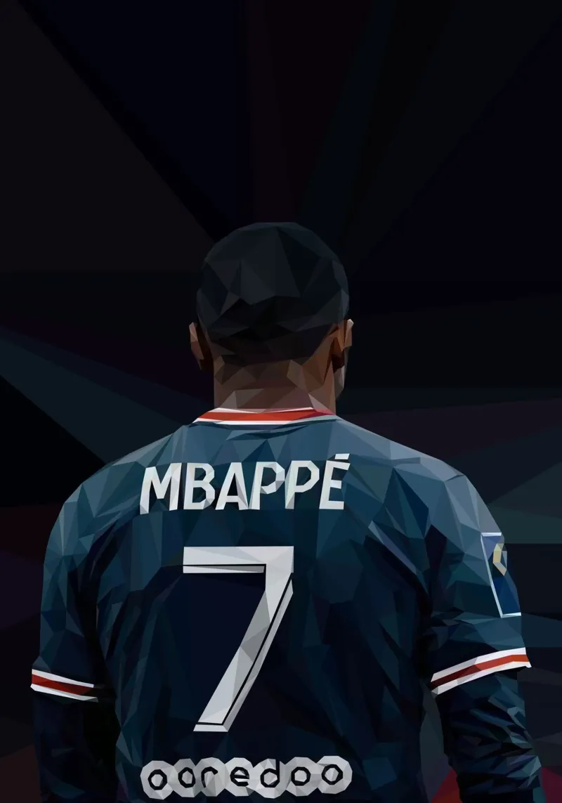 Mbappe The Football Player pellicola backlit da Low poly art