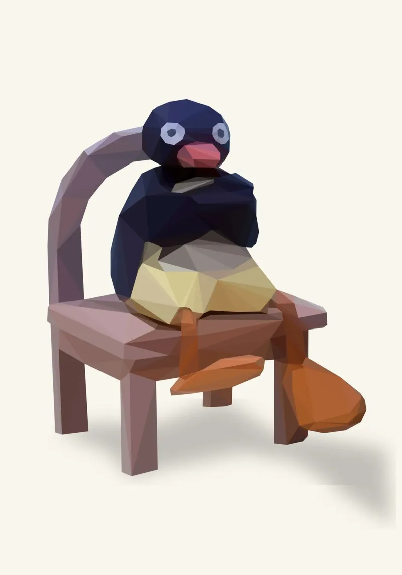 Penguin Meme poster con telaio in alluminio da Low poly art