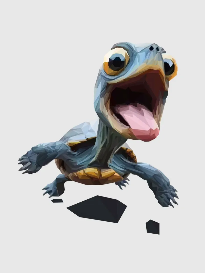 Little Turtle pellicola backlit da Low poly art
