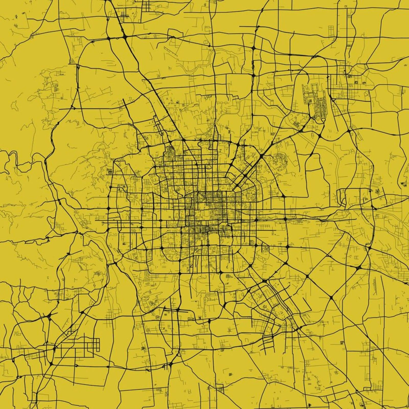 Bejing Yellow poster by Urban Maps