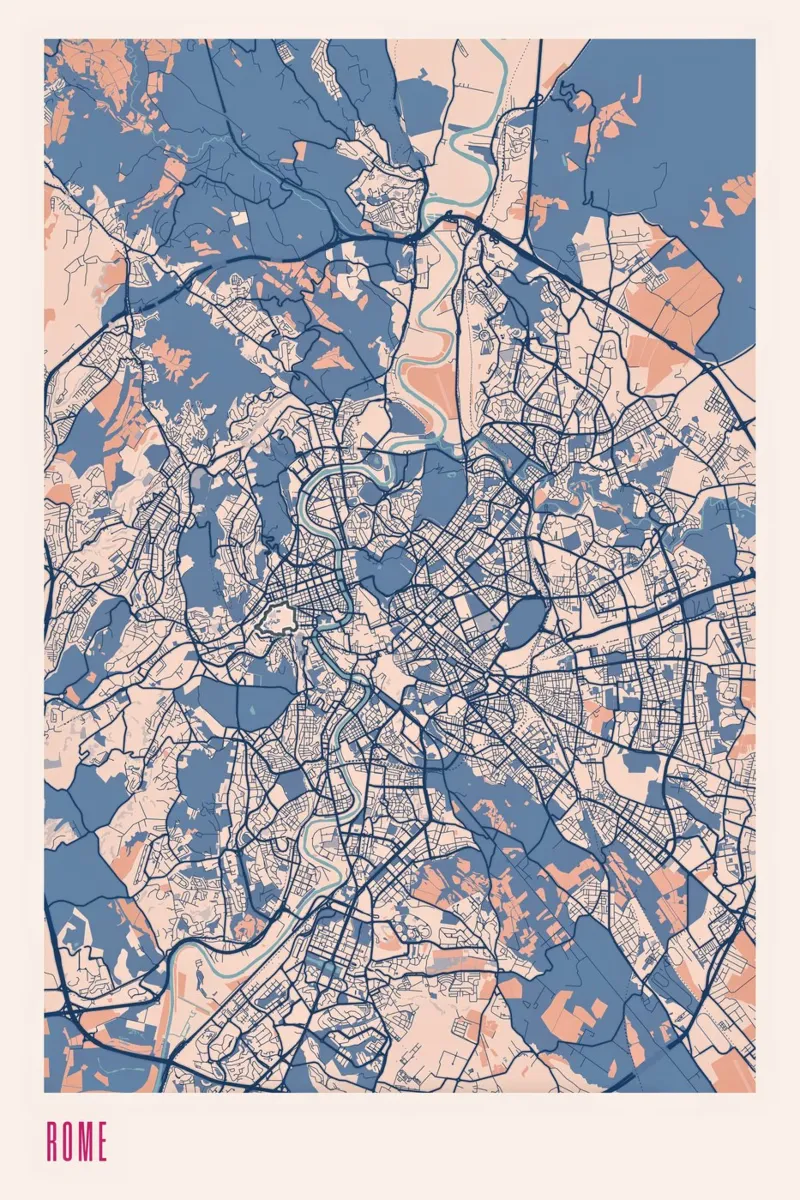 Roma, la città eterna poster con telaio in alluminio da MOOODZART