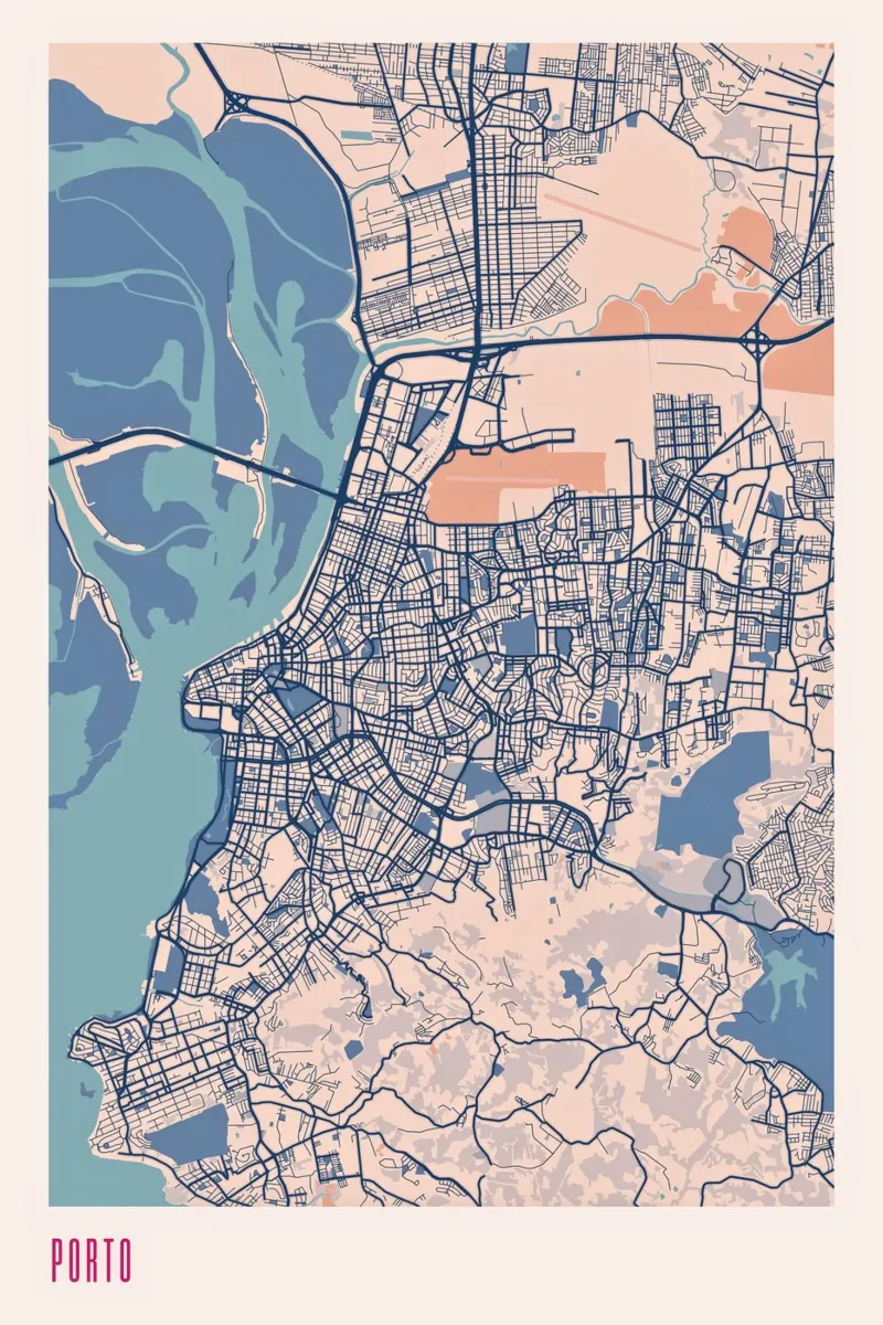 Porto, l'anima del Portogallo poster con telaio in legno da MOOODZART