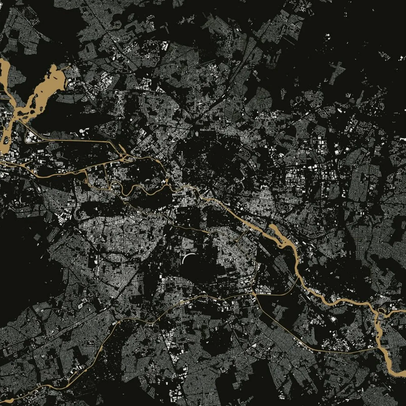 Berlin Brown poster avec cadre en bois de Urban Maps