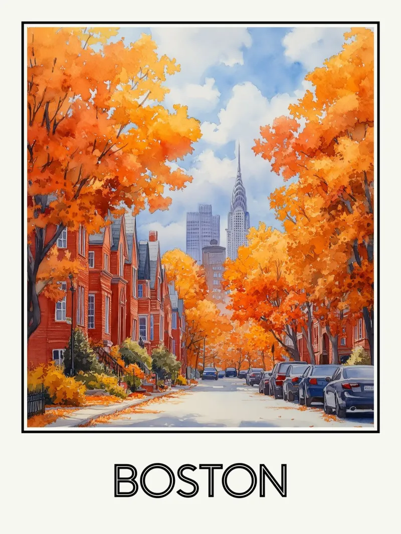 Boston poster con telaio in legno da Frame the World