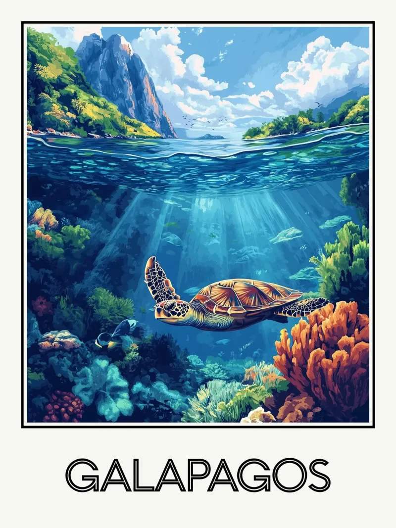 Galapagos tela con Cornice a cassetta da Frame the World