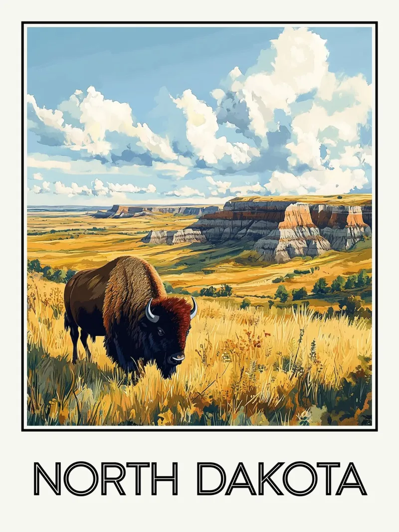 Nord Dakota poster con telaio in alluminio da Frame the World