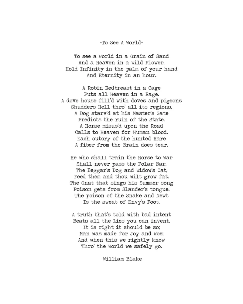 "Vedere un mondo in un granello di sabbia" William Blake Citazione poetica pellicola backlit da Summer Soul Co. - Quotes
