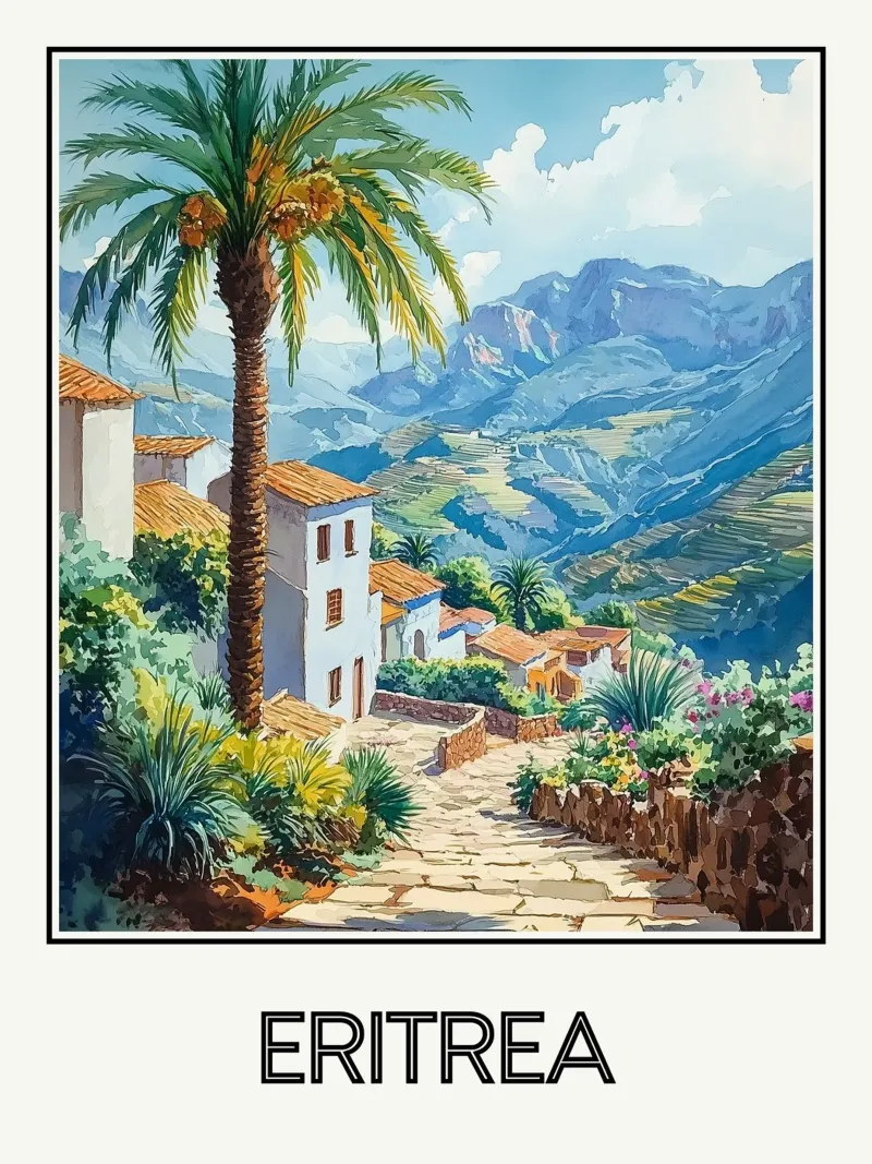 Eritrea poster con telaio in legno da Frame the World