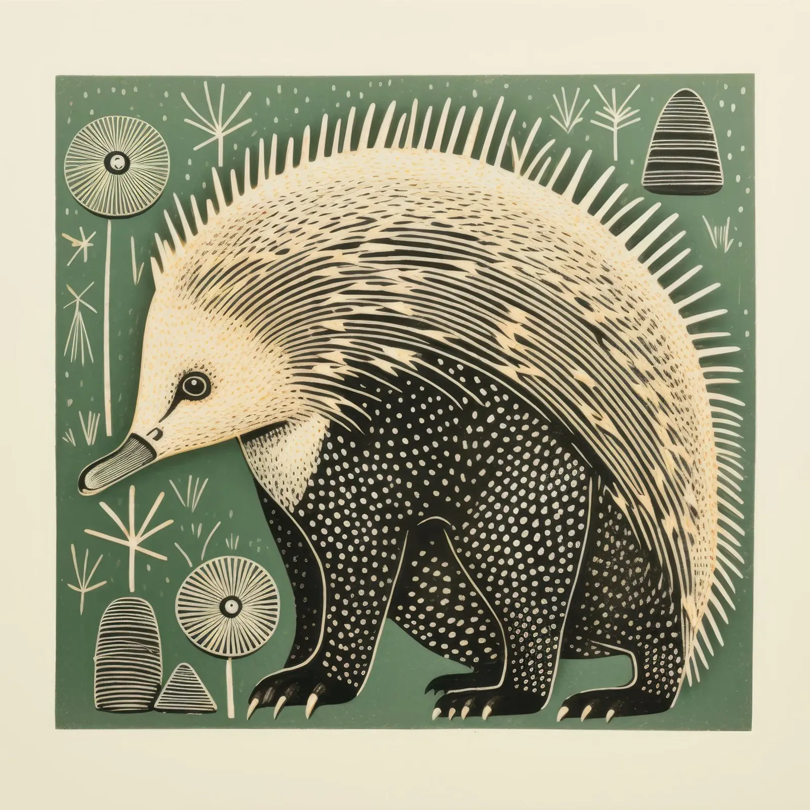 Echidna verde 3 pellicola backlit da Minimal Animal Art