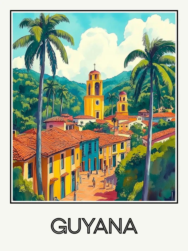 Guiana francese poster con telaio in alluminio da Frame the World