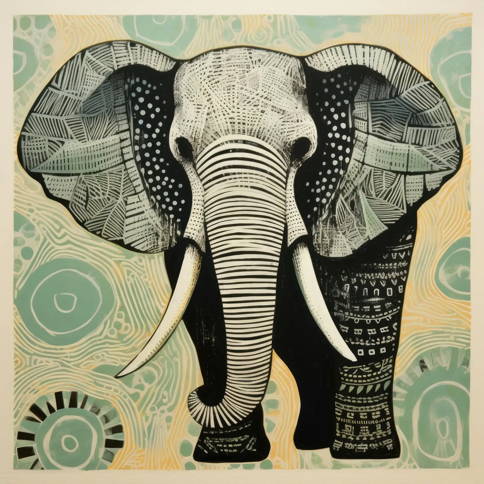 Elefante verde 1 alluminio dibond da Minimal Animal Art