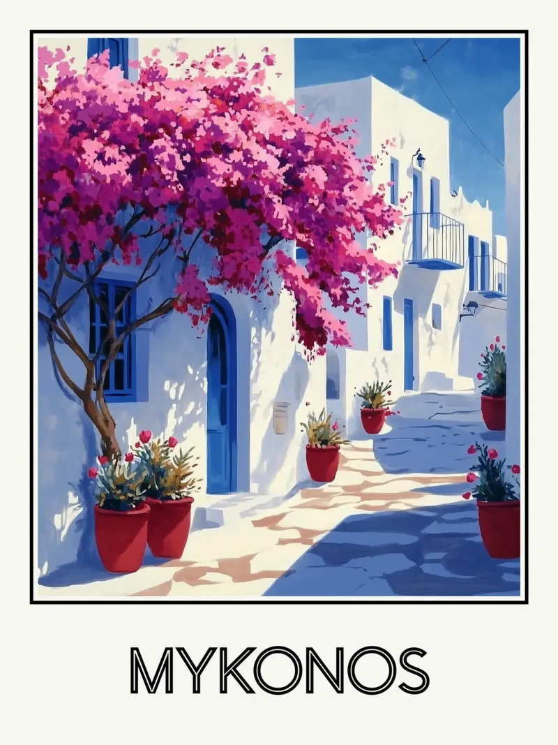 Mykonos poster con telaio in alluminio da Frame the World
