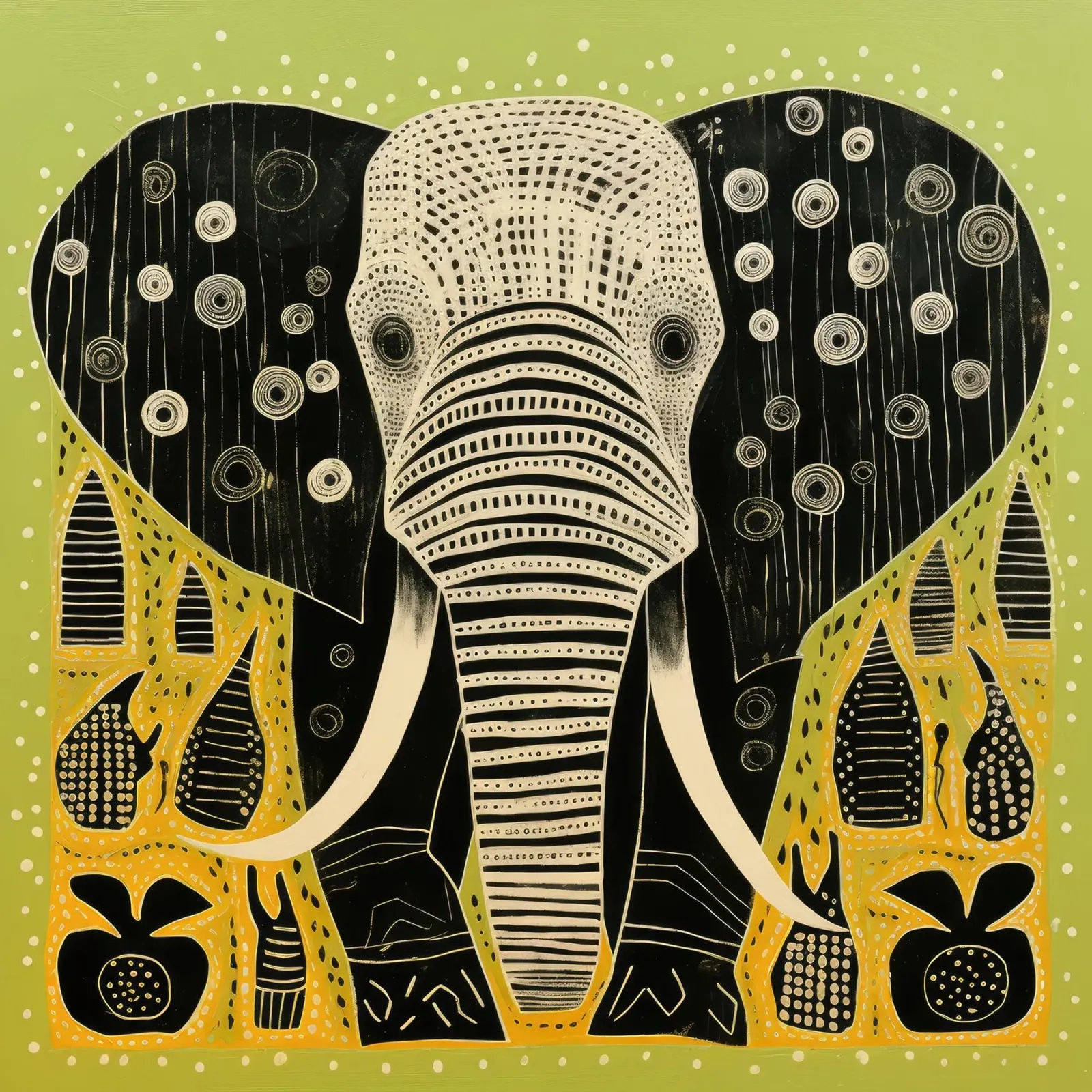 Elefante verde 2 poster con telaio in alluminio da Minimal Animal Art