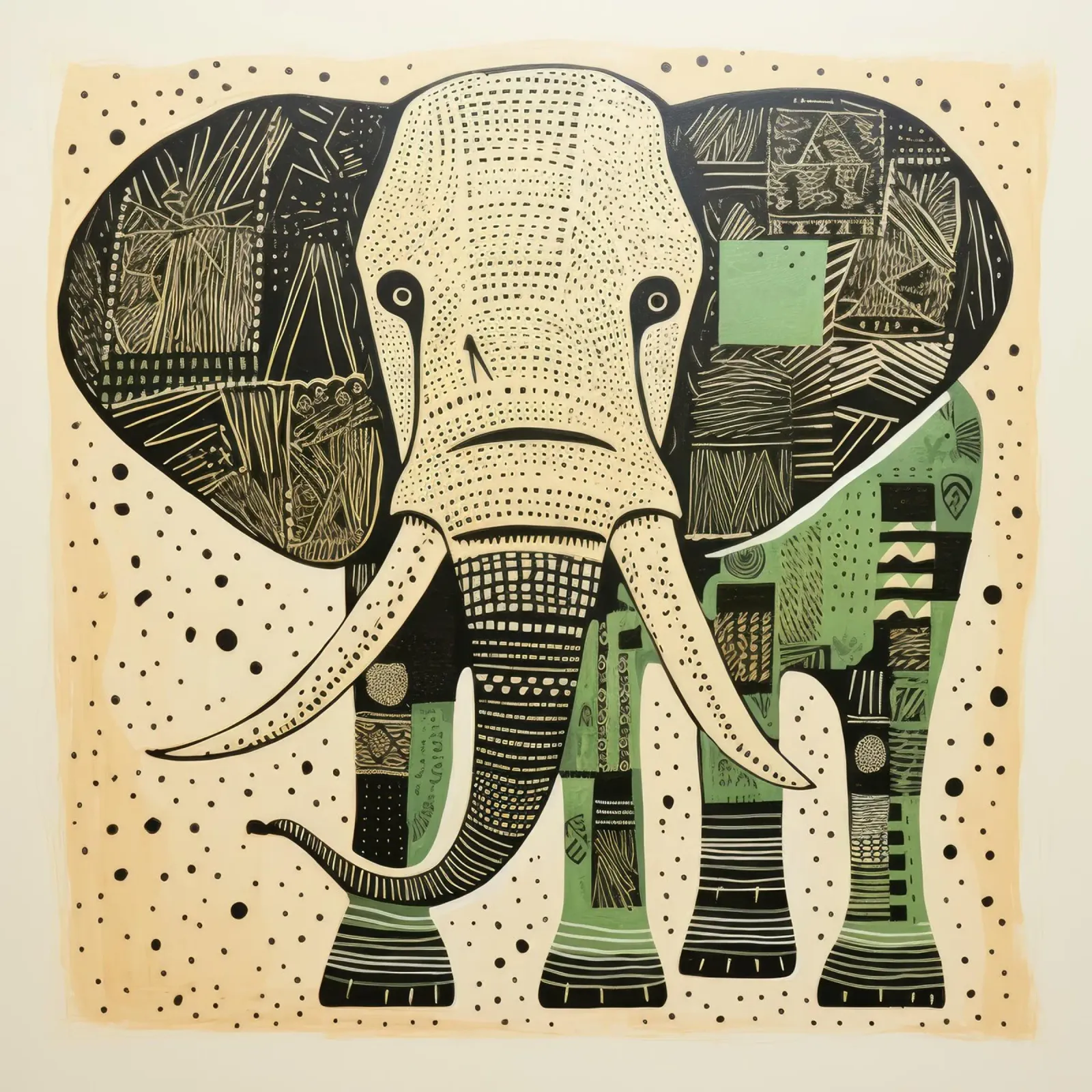 Green Elephant 3 hahnemühle by Minimal Animal Art