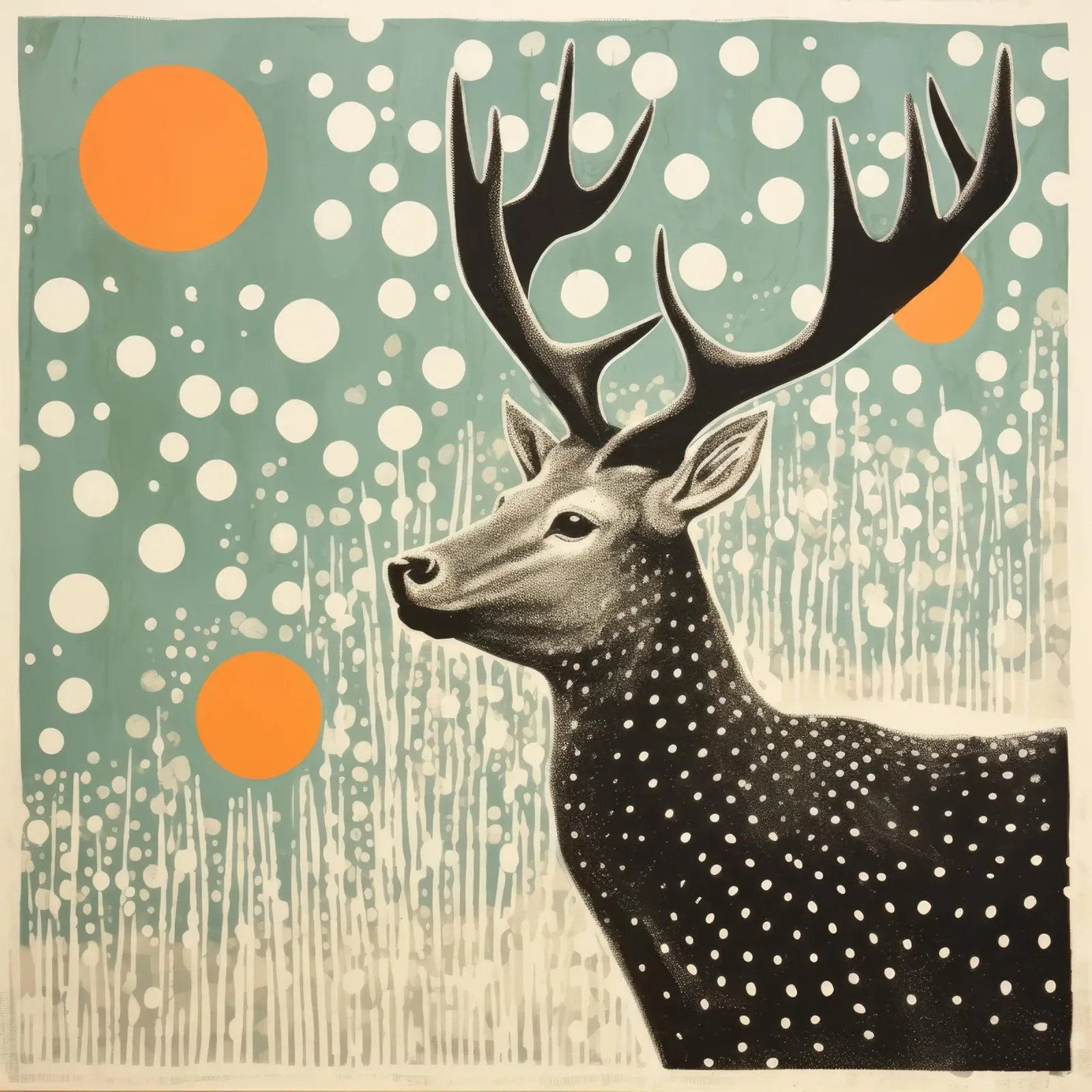 Alce Verde 3 poster con telaio in plastica da Minimal Animal Art