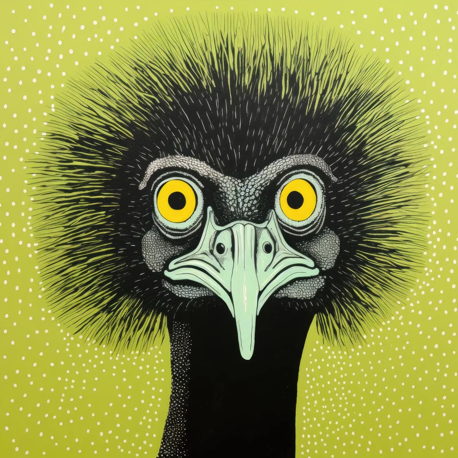 Emu verde 2 pellicola backlit da Minimal Animal Art