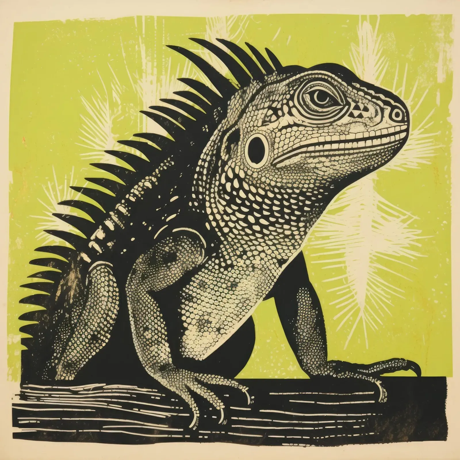 Iguana verde 3 pellicola backlit da Minimal Animal Art