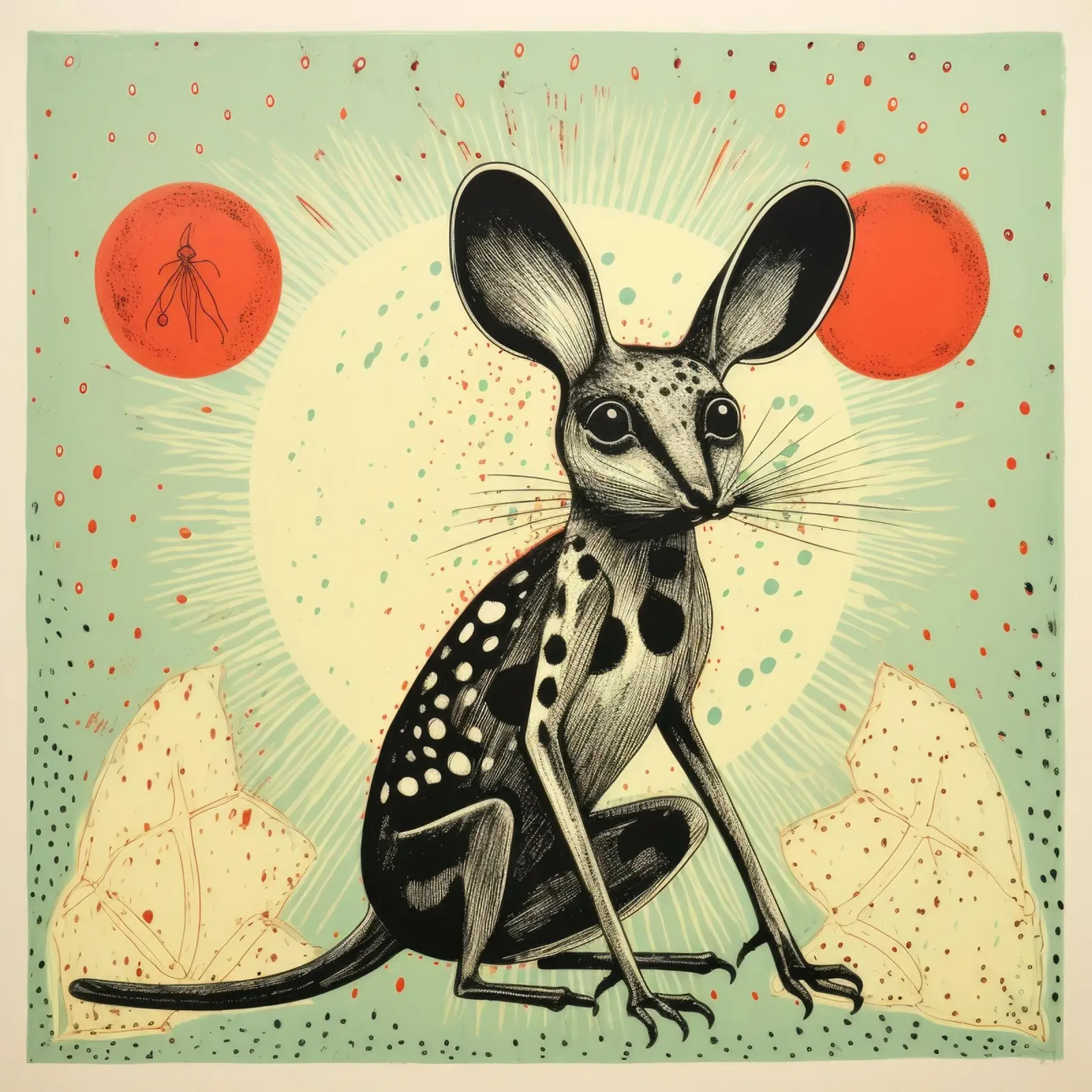 Jerboa verde 2 pellicola backlit da Minimal Animal Art