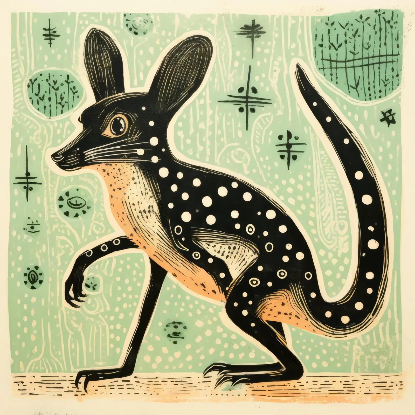 Jerboa verde 4 carta hahnemühle da Minimal Animal Art
