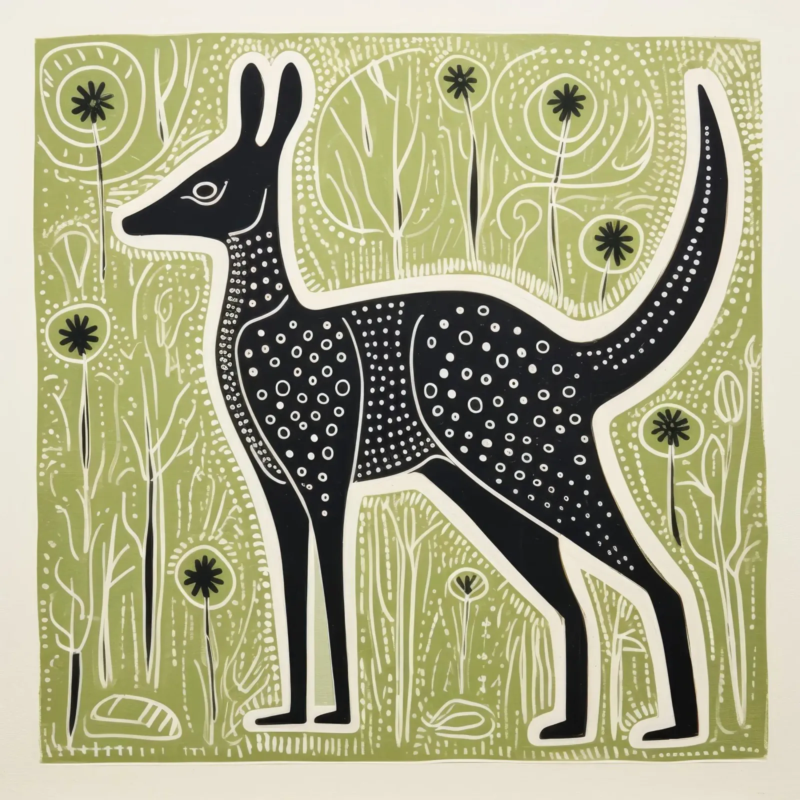 Canguro verde 2 metacrilato de Minimal Animal Art
