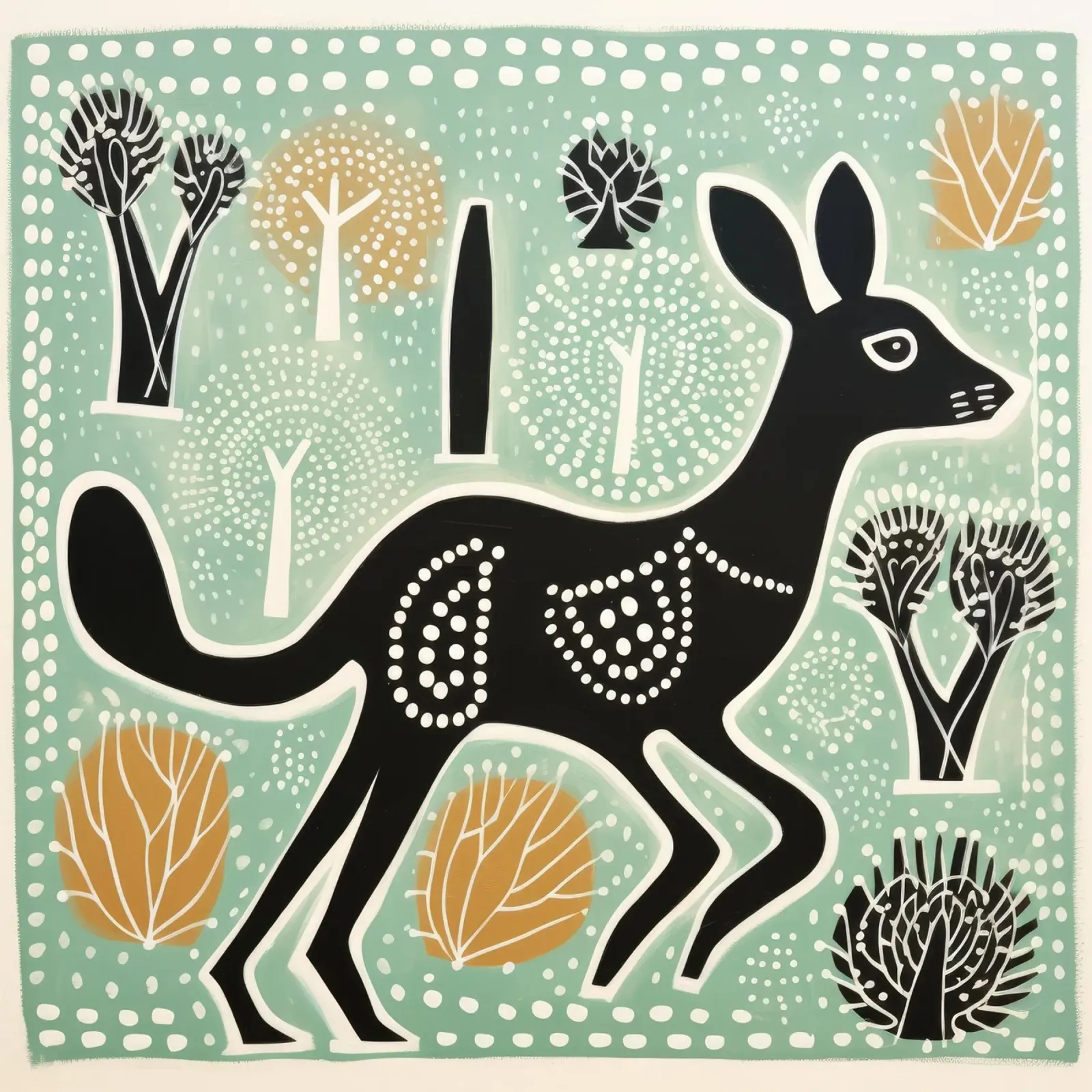 Canguro verde 3 poster con telaio in plastica da Minimal Animal Art