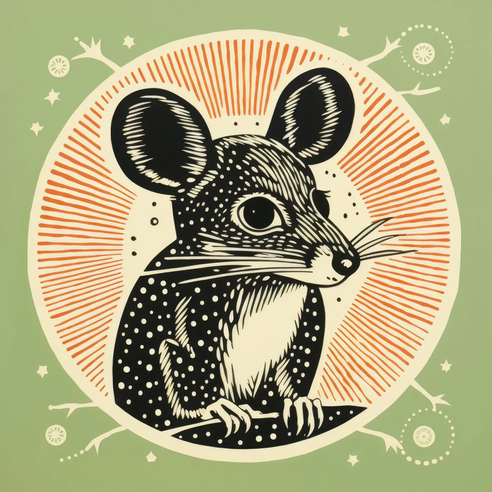 Ratto canguro verde 2 carta hahnemühle da Minimal Animal Art