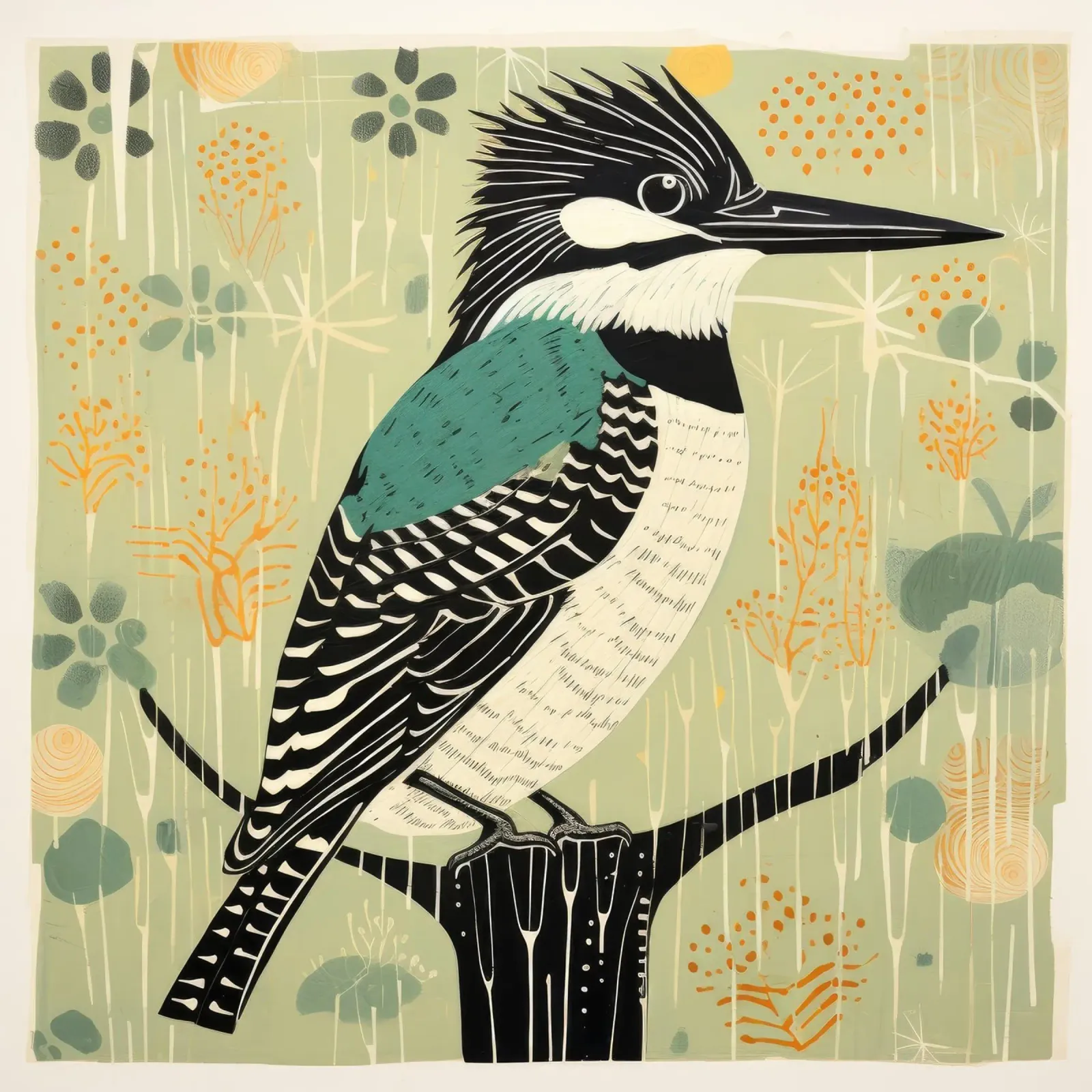 Martin pescatore verde 1 pellicola backlit da Minimal Animal Art