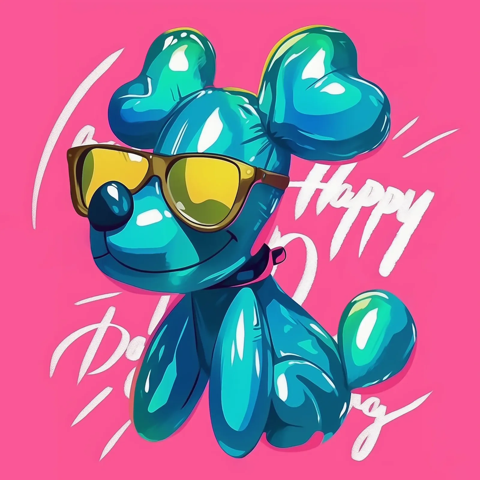 Cane con palloncini pop art poster da Carinaprint