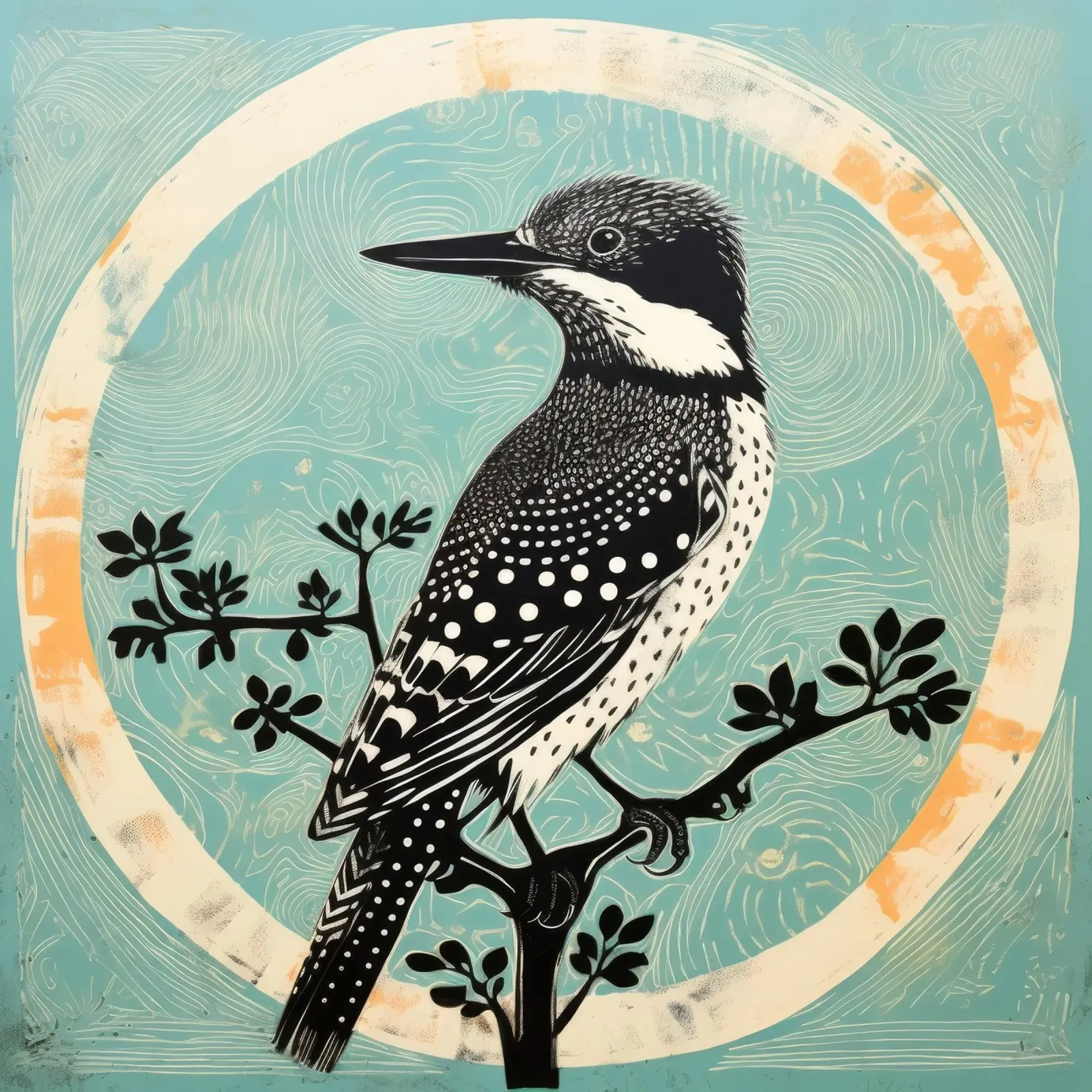 Martin pescatore verde 3 pellicola backlit da Minimal Animal Art