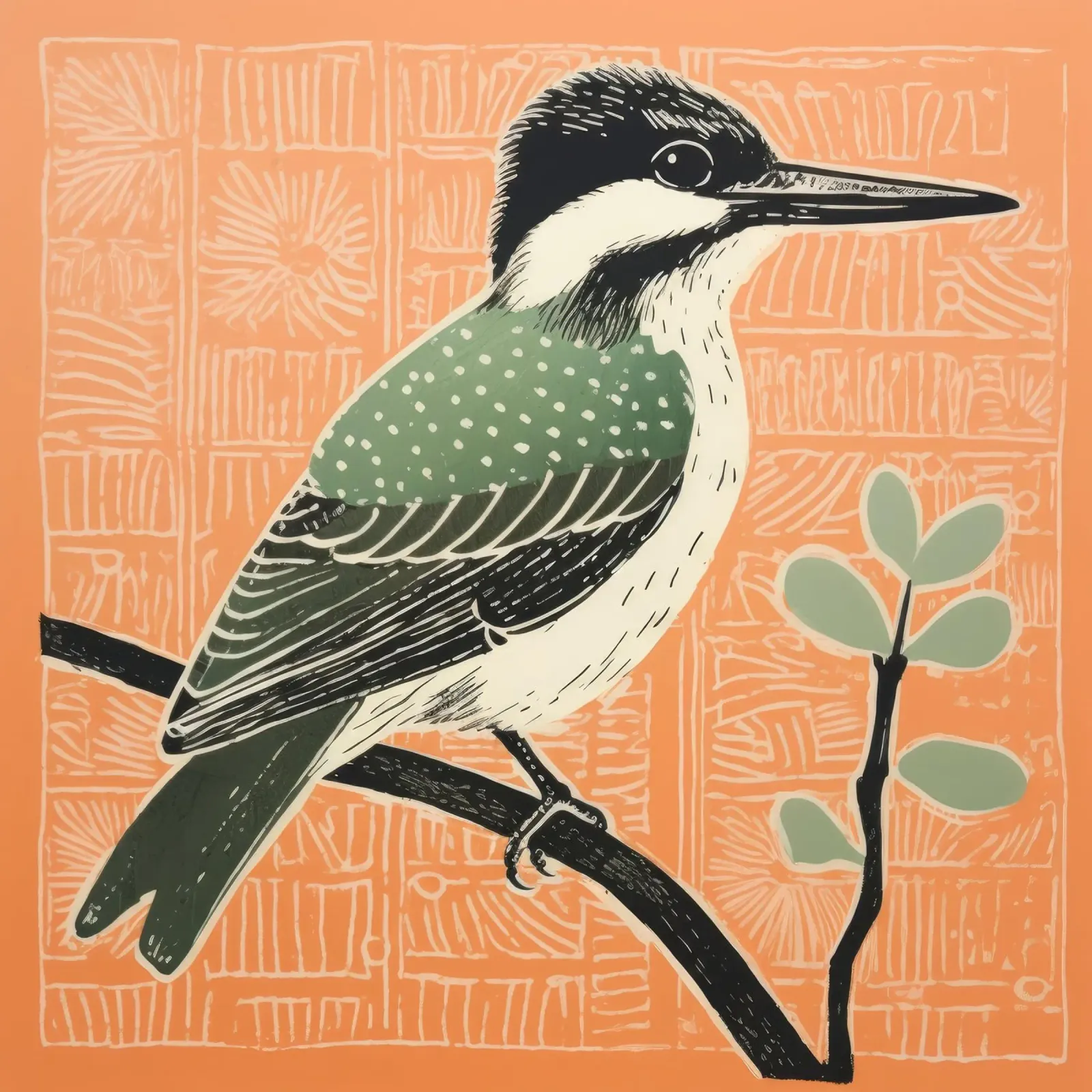 Martin pescatore verde 4 pellicola backlit da Minimal Animal Art
