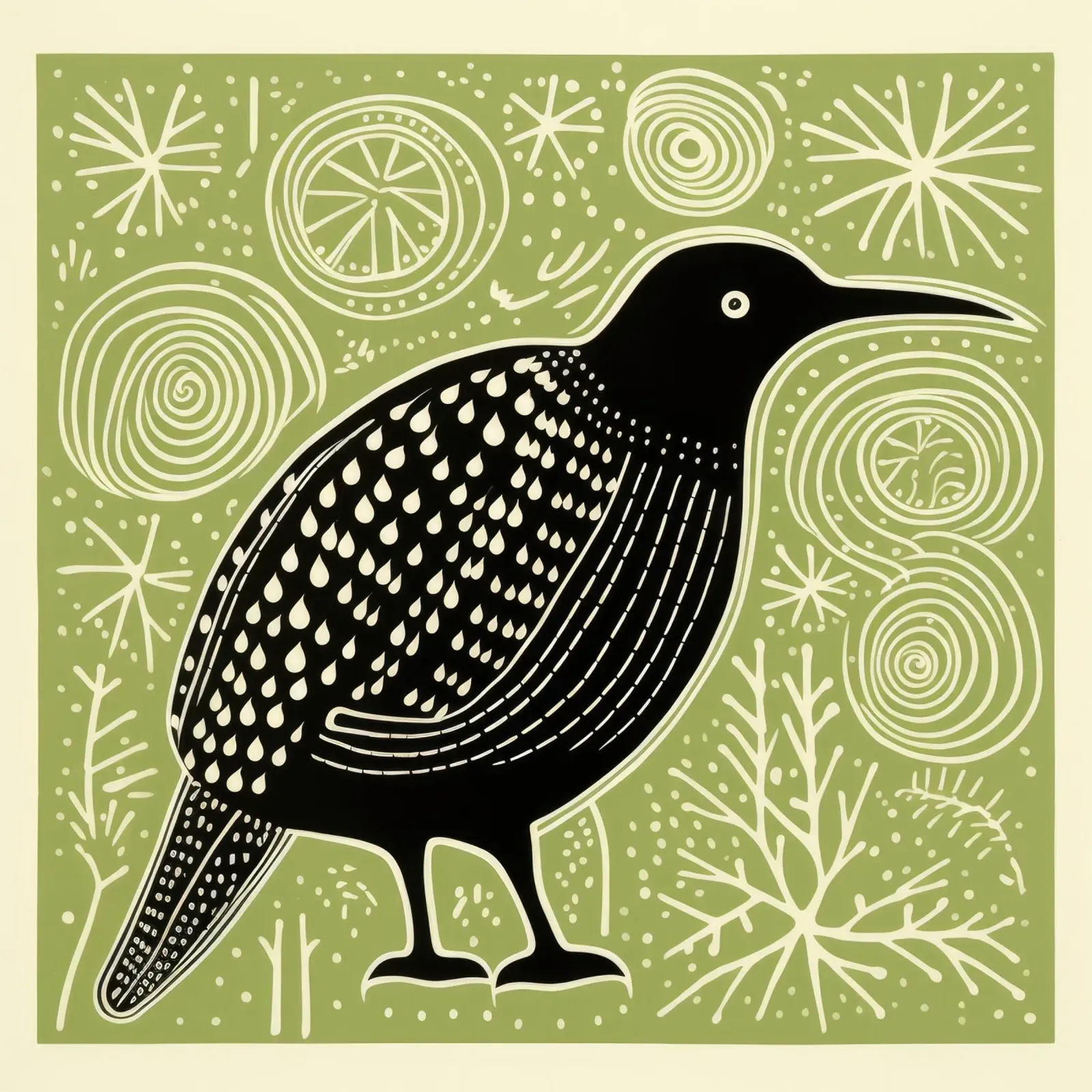 Kiwi verde 4 pellicola backlit da Minimal Animal Art