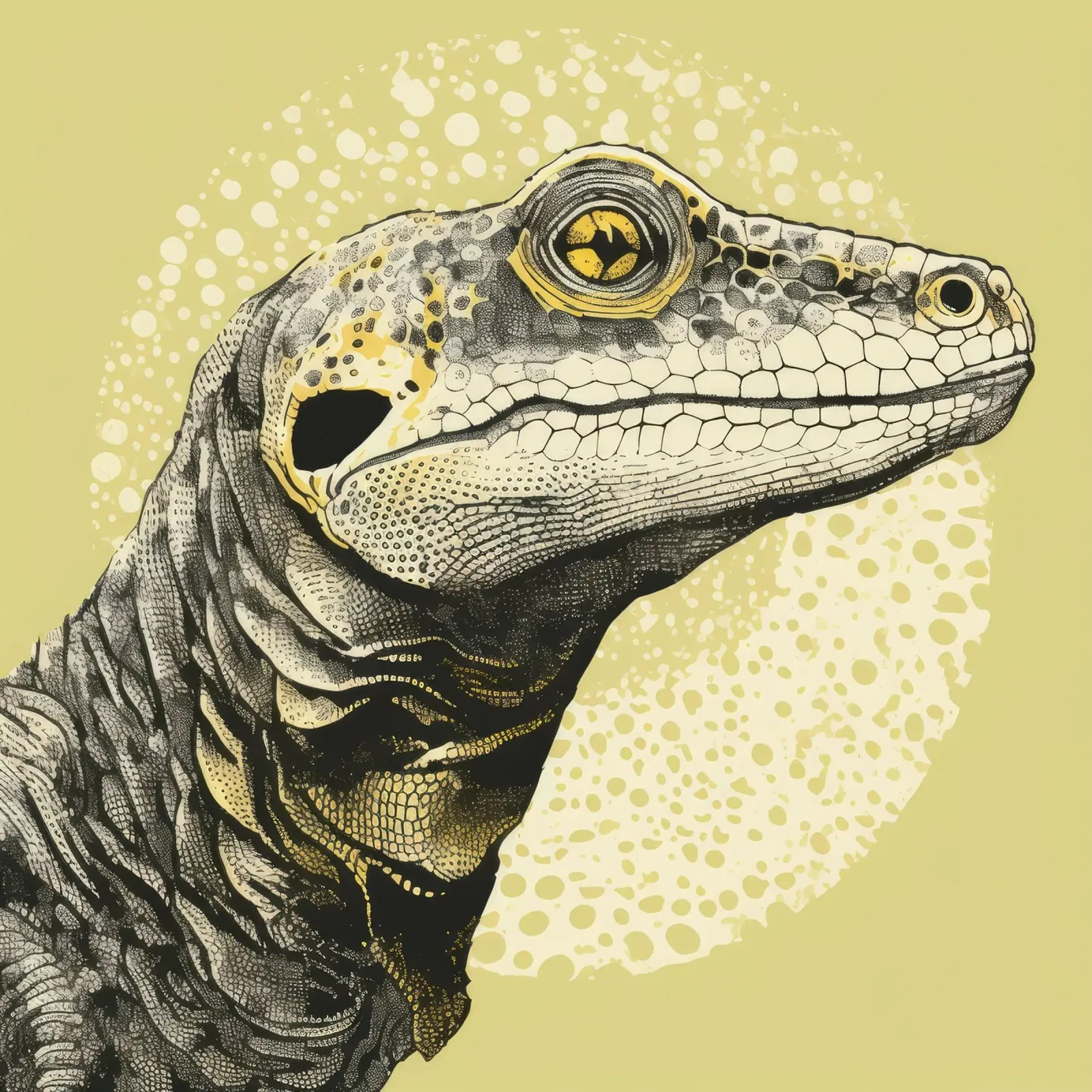 Drago di Komodo verde 3 pellicola backlit da Minimal Animal Art