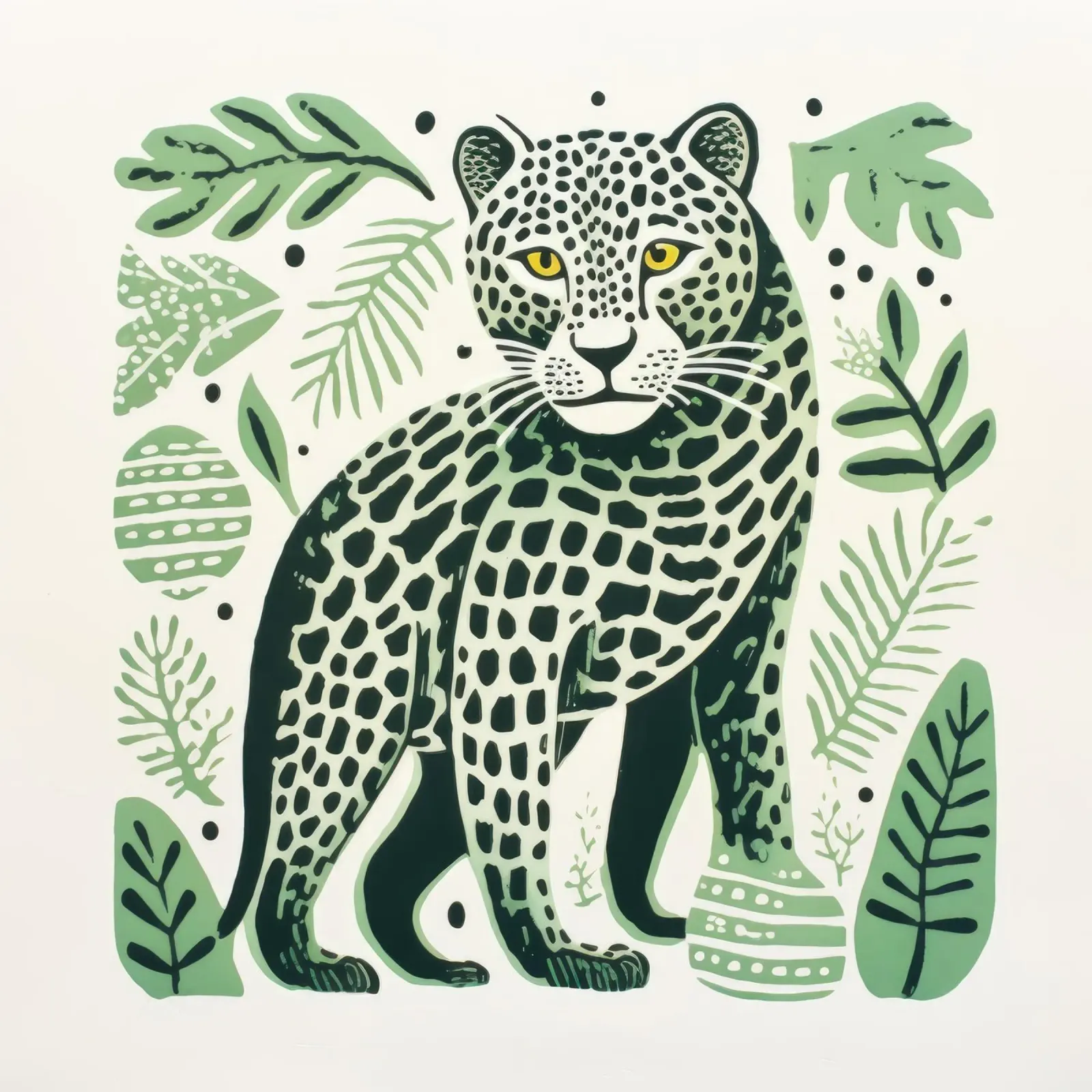 Green Leopard 2 canvas by Minimal Animal Art