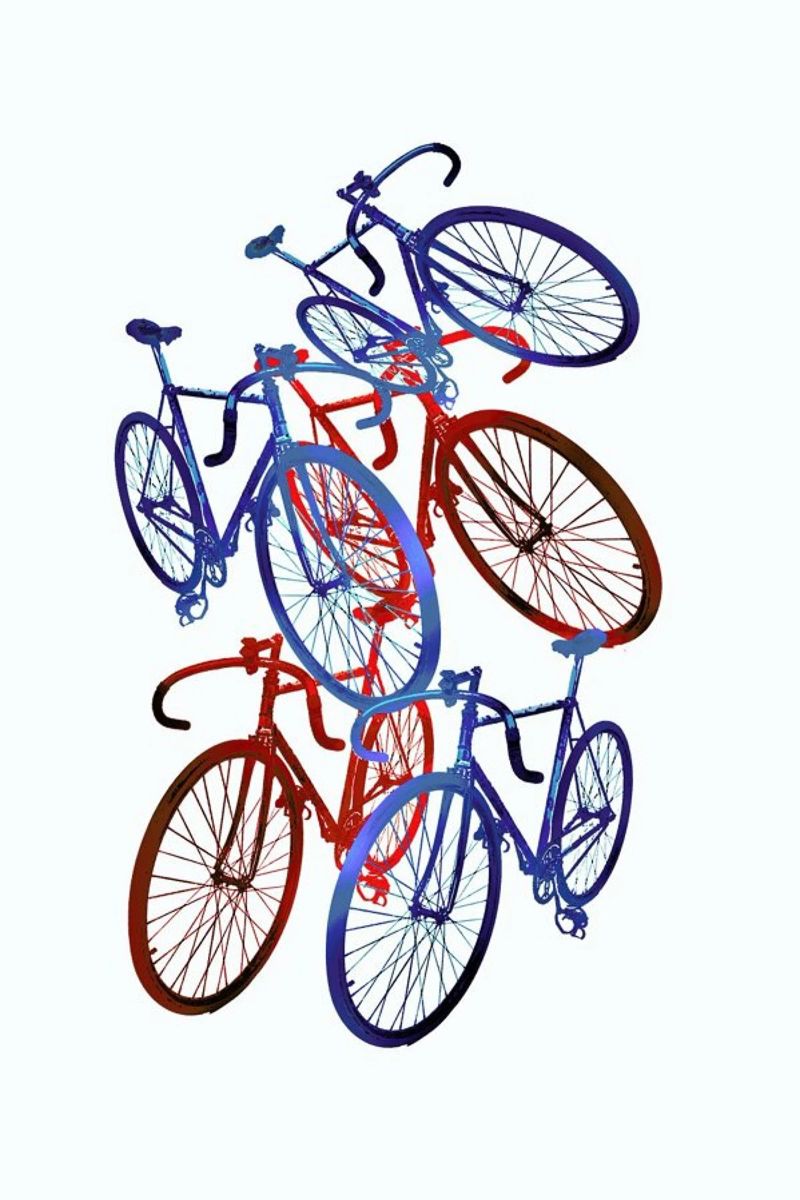 Red and blue bicycles poster by Rococco LA