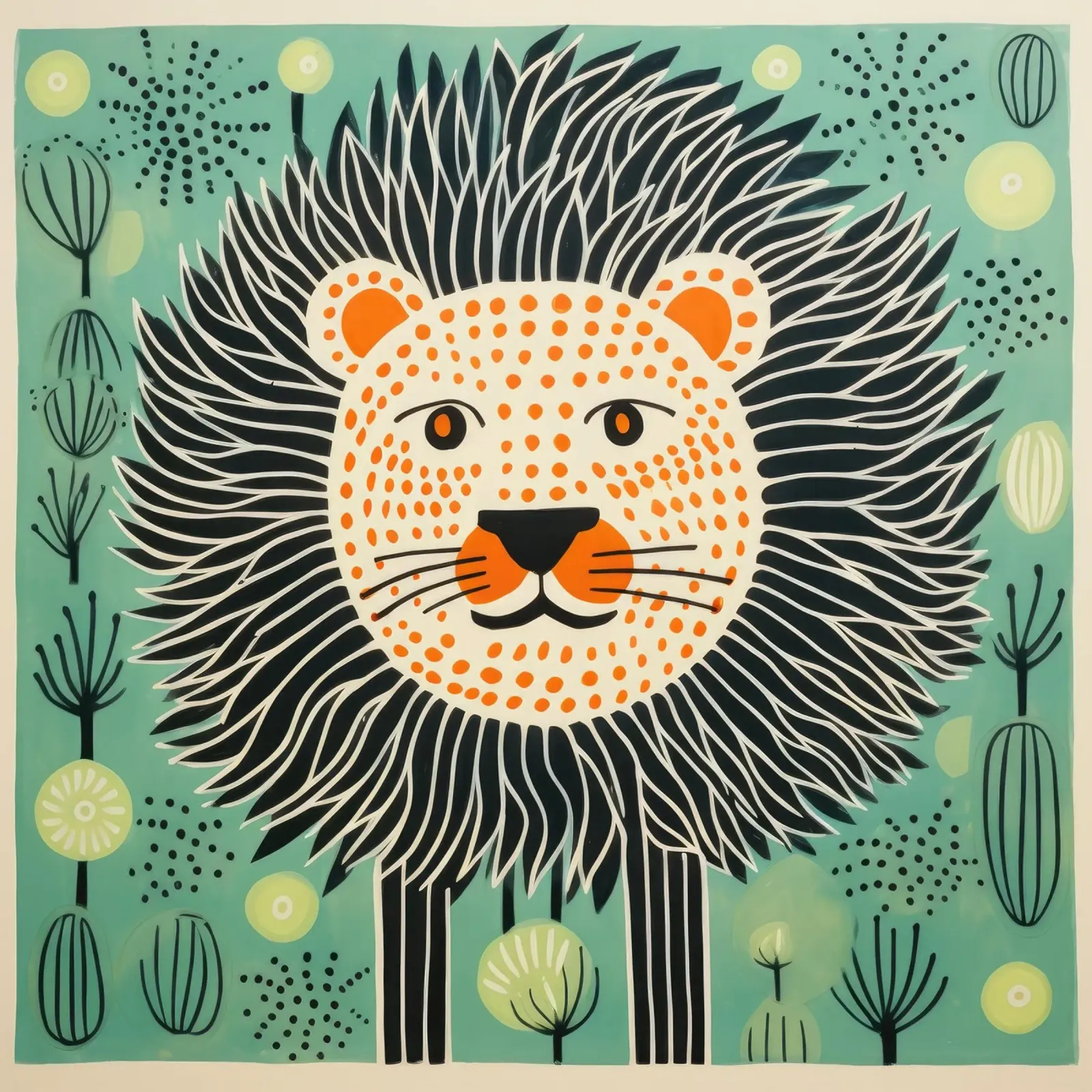 Leone Verde 1 carta hahnemühle da Minimal Animal Art