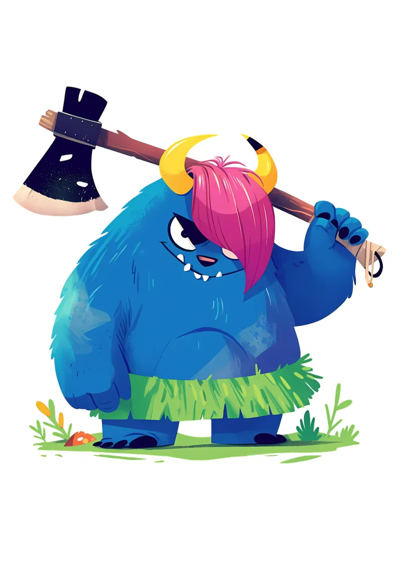Monstruo azul con un hacha Trending Now metacrilato de Urban Life