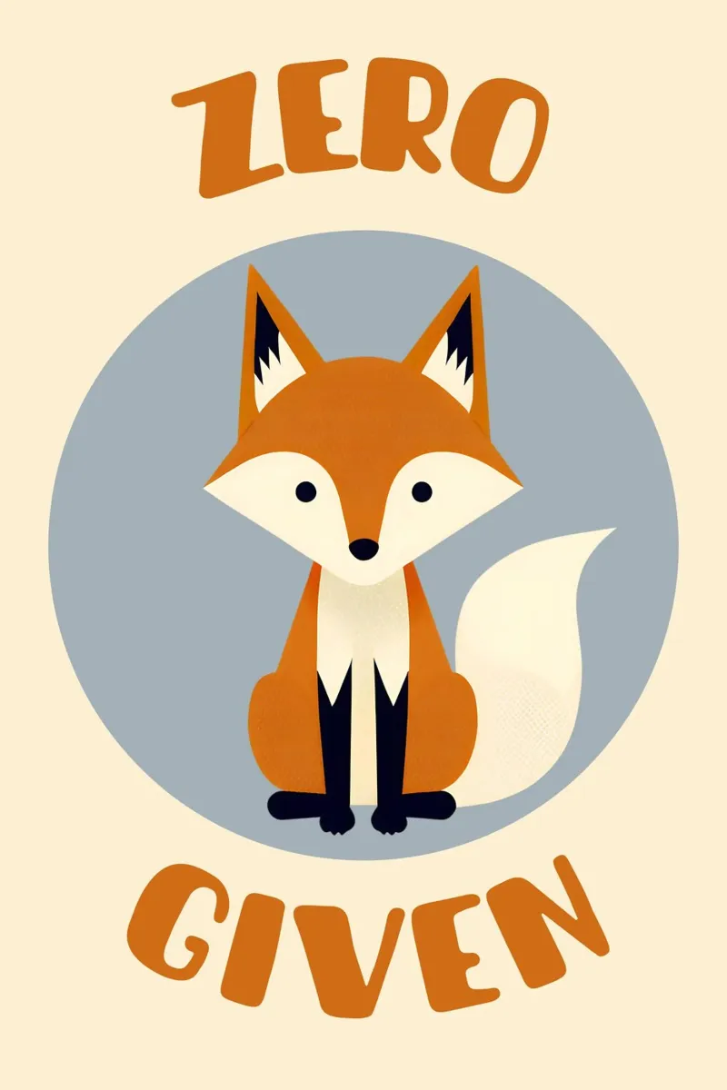 Zero fox given - no fucks funny pun pellicola backlit da Punderful Day