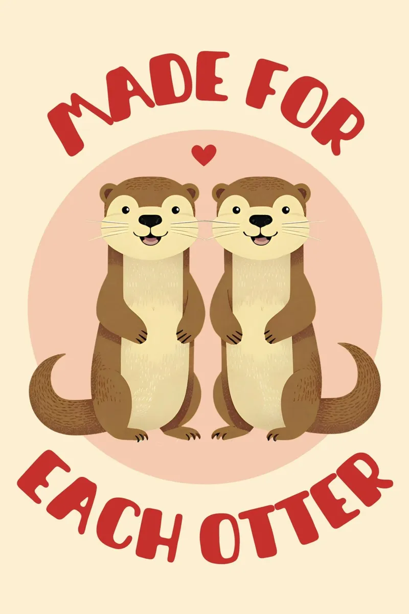 Made for each otter - cute & funny romantic animal love pun poster con telaio in legno da Punderful Day
