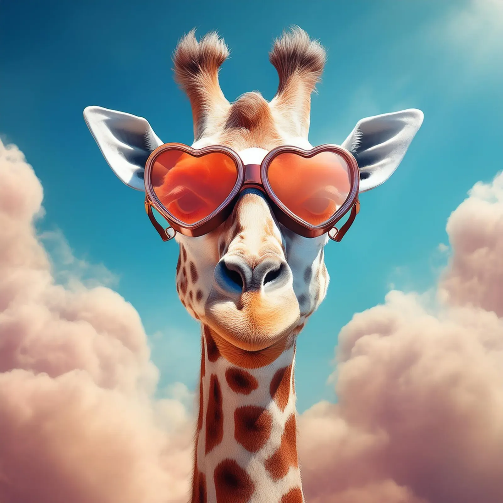 Giraffa con occhiali da sole a forma di cuore - Arte da parete divertente poster con telaio in alluminio da FlexiDesignsByK