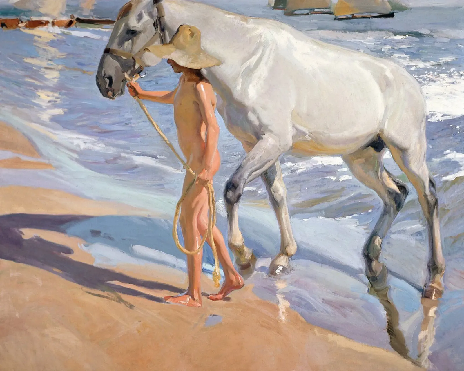 Joaquin Sorolla - Bathing of a Horse acrylic glass by ARTOTHEK