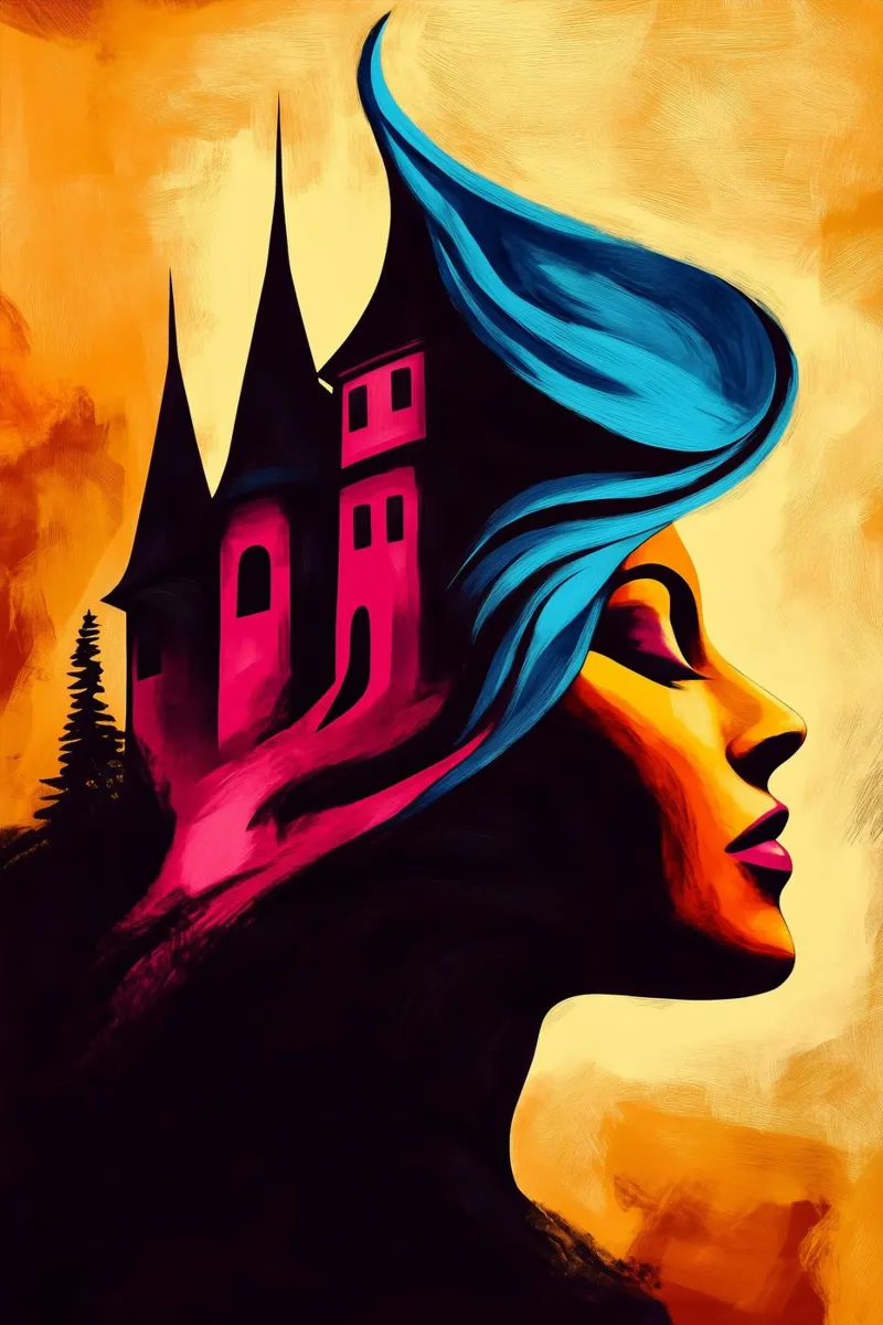 The castle of thoughts canvas with Floater frame by melipo-art